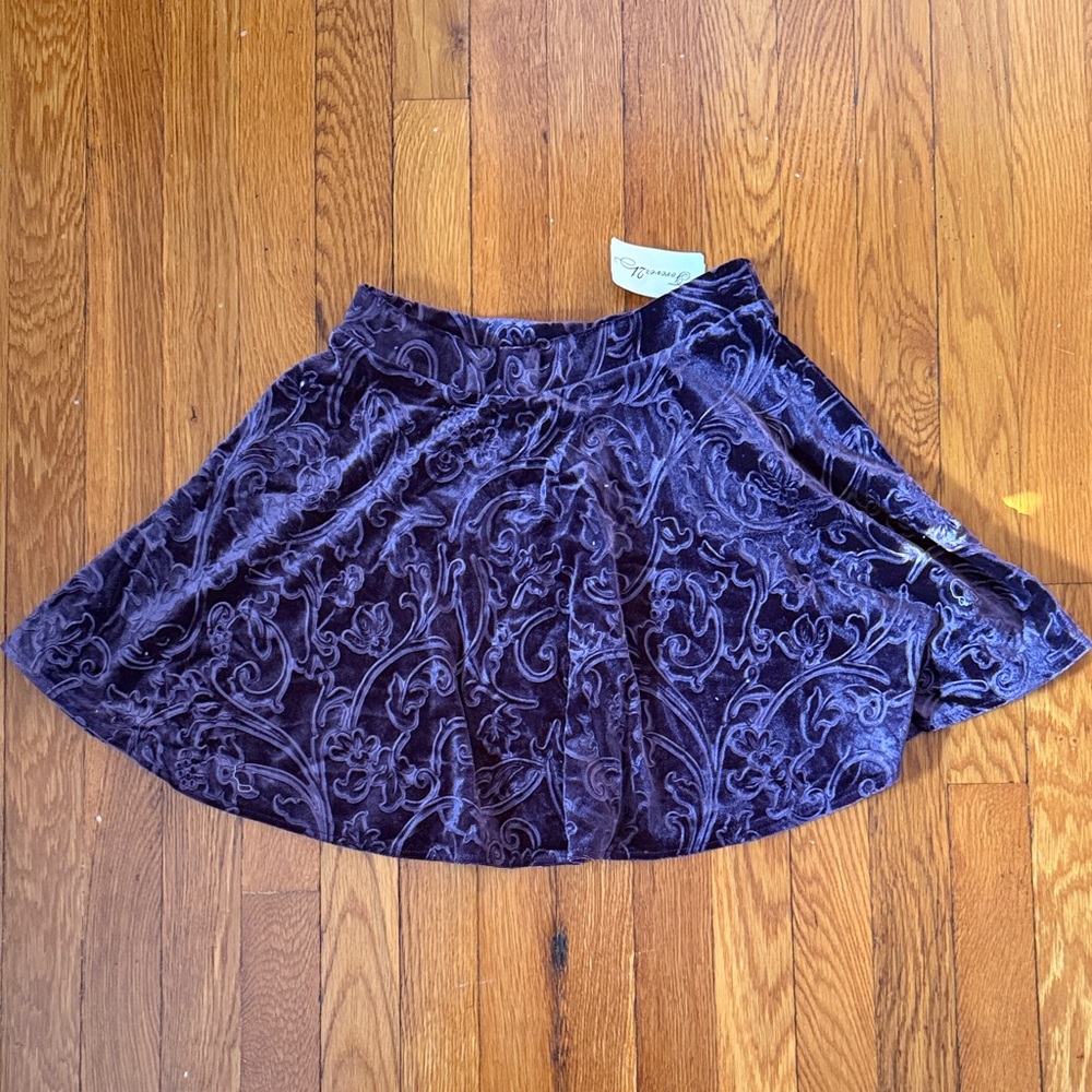Forever 21 Purple Velvet Burnout Skater Skirt